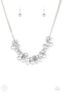 Paparazzi ~ Glam Queen ~ Silver Pearl Necklace Set (Fashion Fix Exclusive)