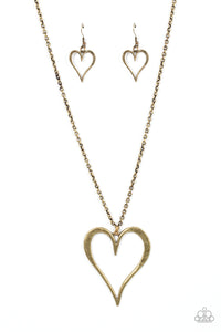 Paparazzi ~ Hopelessly In Love ~ Brass Heart Pendant Necklace Set