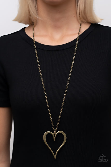 Paparazzi ~ Hopelessly In Love ~ Brass Heart Pendant Necklace Set
