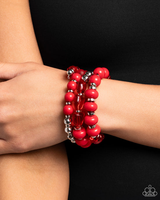 Paparazzi ~ Colorful Charade ~ Red  Bracelet