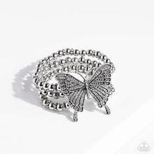 Load image into Gallery viewer, Paparazzi ~ First WINGS First ~ White Rhinestone Butterfly Bracelet