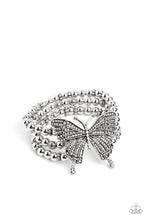 Load image into Gallery viewer, Paparazzi ~ First WINGS First ~ White Rhinestone Butterfly Bracelet