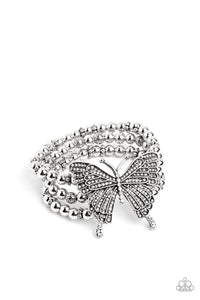 Paparazzi ~ First WINGS First ~ White Rhinestone Butterfly Bracelet