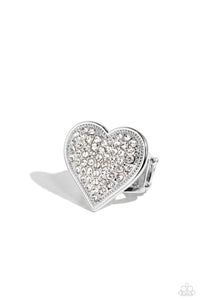 Paparazzi ~ Sweet Serendipity ~ White Heart Ring with Stretchy Band