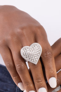Paparazzi ~ Sweet Serendipity ~ White Heart Ring with Stretchy Band