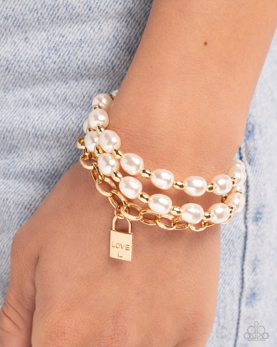 Paparazzi ~ LOVE-Locked Legacy ~ Gold Pear Bracelet