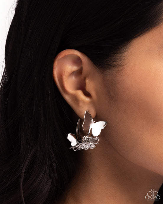 Paparazzi ~ No WINGS Attached ~ Silver Butterfly Post Earrings