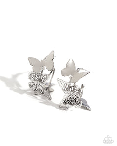 Paparazzi ~ No WINGS Attached ~ Silver Butterfly Post Earrings