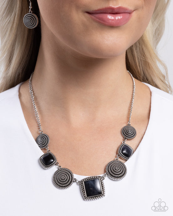Paparazzi ~ Spiral Sass ~ Black Necklace Set