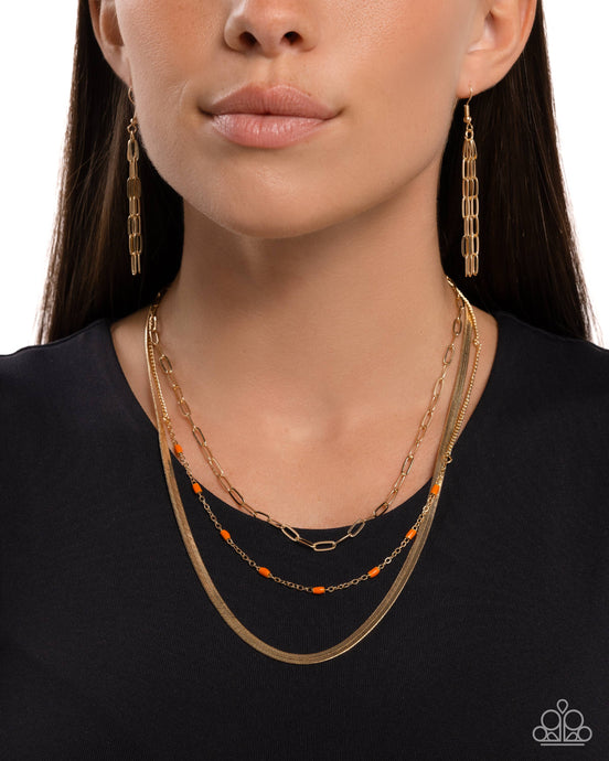 Paparazzi ~ Mismatched Magic ~ Orange Necklace Set