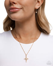 Load image into Gallery viewer, Paparazzi ~ Graceful Glory ~ Gold Cross Pendant Necklace Set