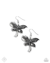 Load image into Gallery viewer, Paparazzi ~ Easy Exhilaration ~ Silver Dragonfly Earrings (Fashion Fix Exclusive)