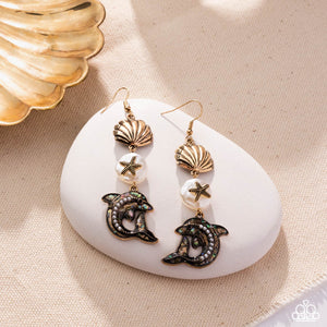 Paparazzi ~ Delightful Dolphin ~ Gold Earrings