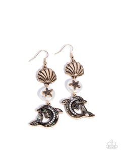 Paparazzi ~ Delightful Dolphin ~ Gold Earrings