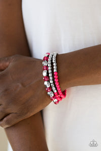 Paparazzi ~ Beaded Bravado ~ Pink Bracelet