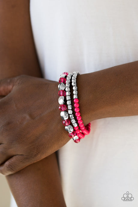 Paparazzi ~ Beaded Bravado ~ Pink Bracelet