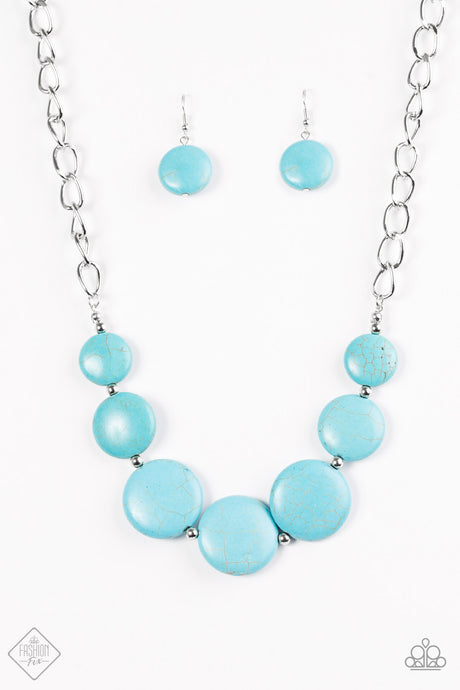 Paparazzi ~ Bedrock Betty ~ Blue Turquoise Necklace Set (Fashion Fix Exclusive)