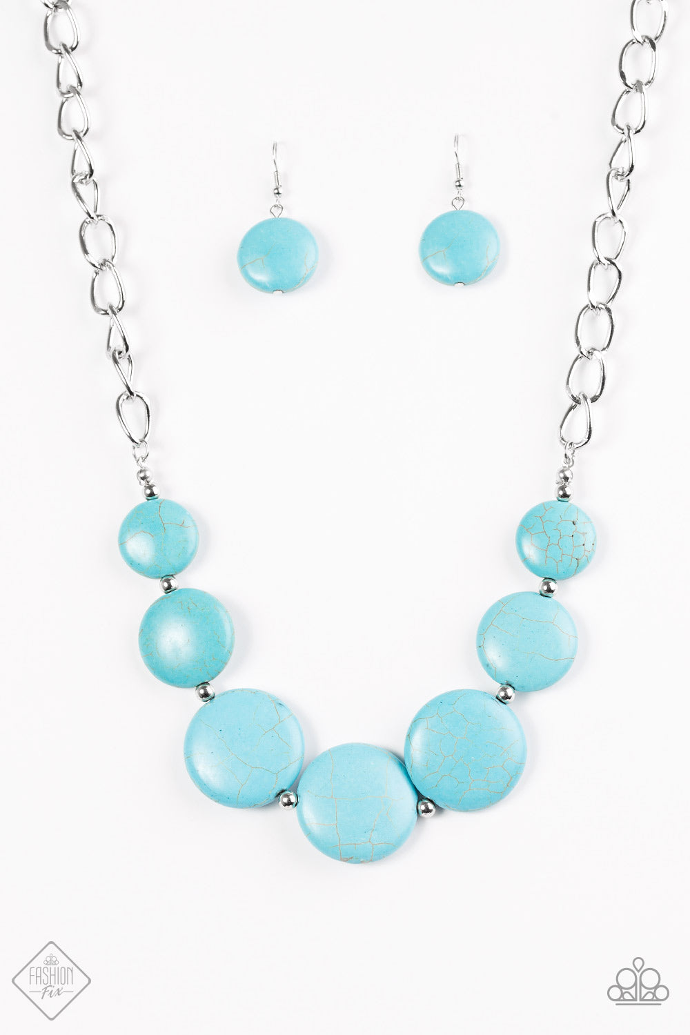 Paparazzi ~ Bedrock Betty ~ Blue Turquoise Necklace Set (Fashion Fix Exclusive)