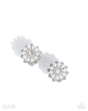 Load image into Gallery viewer, Paparazzi ~ Blooming Bagatelle ~ White Clip-On Earrings