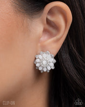 Load image into Gallery viewer, Paparazzi ~ Blooming Bagatelle ~ White Clip-On Earrings