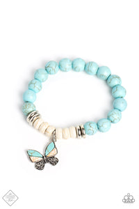 Paparazzi ~ Free-Spirited Flutter ~ Blue Necklace and Bracelet Set (Fashion Fix Exclusive)
