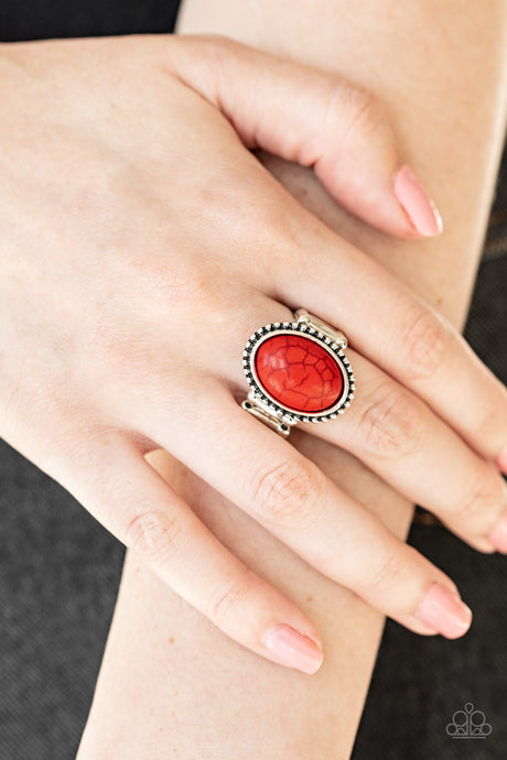 Paparazzi ~ Bountiful Deserts ~ Red Ring with Stretchy Band