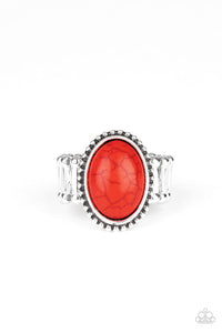 Paparazzi ~ Bountiful Deserts ~ Red Ring with Stretchy Band