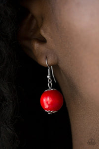 Paparazzi ~ Caribbean Cover Girl ~ Red Wooden Bead Necklace Set