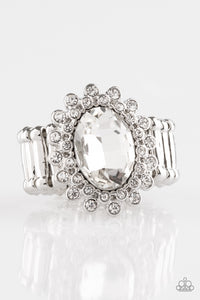 Paparazzi ~ Castle Chic ~ White Ring with Stretchy Band