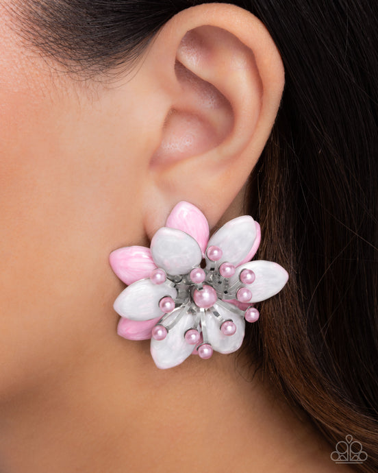 Paparazzi ~ Dimensional Dowry ~ Pink Post Earrings