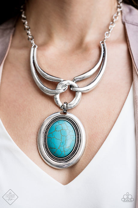 Paparazzi ~ Divide and RULER ~ Blue Turquoise Necklace Set (Fashion Fix Exclusive)