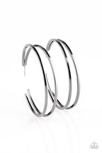 Load image into Gallery viewer, Paparazzi ~ Double Shine ~ Black/Gunmetal Hoop Earrings - Klassy Jewelz Boutique