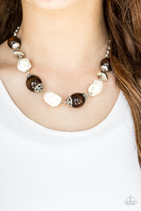 Paparazzi ~ Earth Goddess ~ White  and Brown Necklace Set