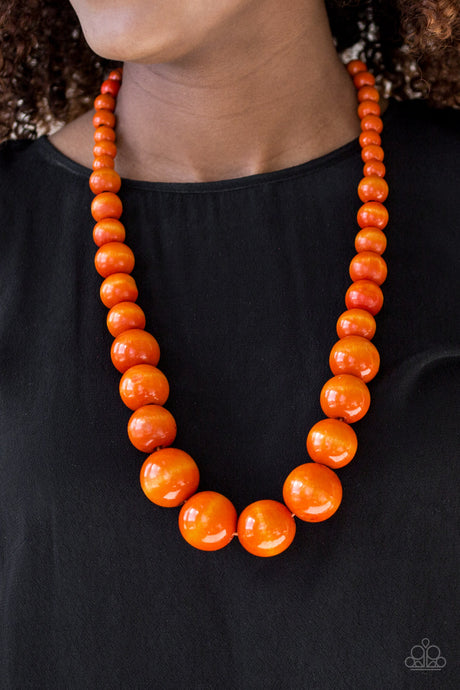 Paparazzi ~ Effortlessly Everglades ~ Orange Wooden Bead Necklace Set