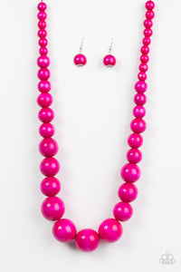 Paparazzi ~ Effortlessly Everglades ~ Pink Wooden Bead Necklace Set