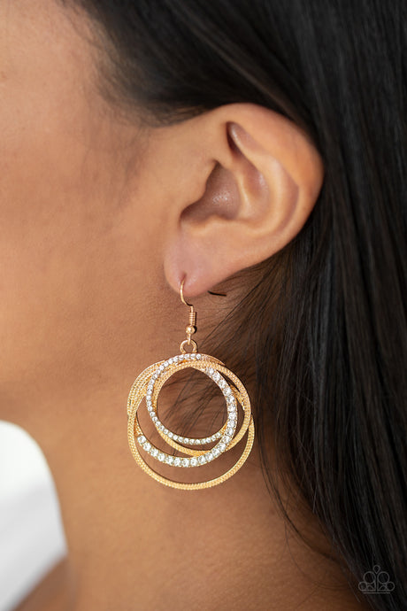 Paparazzi ~ Elegantly Entangled ~ Gold Earrings