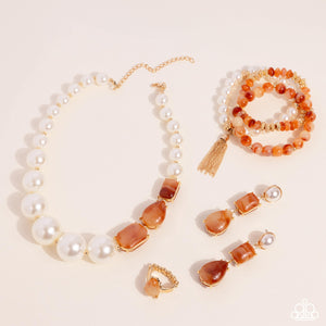 Paparazzi ~ Fiercely 5th Avenue ~ Fashion Fix Complete Trend Blend ~ Orange Necklace Set