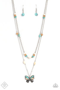 Paparazzi ~ Free-Spirited Flutter ~ Blue Necklace and Bracelet Set (Fashion Fix Exclusive)