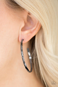 Paparazzi ~ Geo Edge ~ Black Hoop Earrings