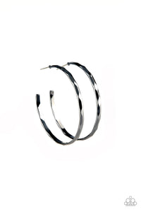 Paparazzi ~ Geo Edge ~ Black Hoop Earrings