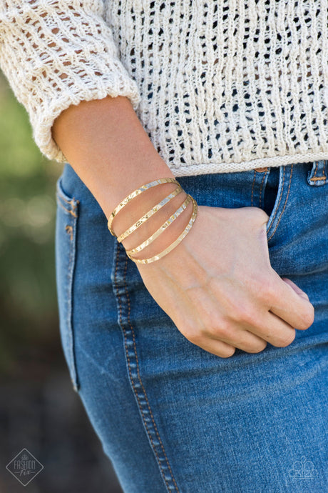 Paparazzi ~ Get Used To GRIT ~ Gold Cuff Bracelet (Fashion Fix Exclusive)