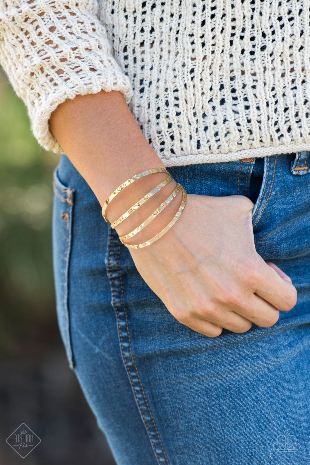 Paparazzi ~ Get Used To GRIT ~ Gold Cuff Bracelet (Fashion Fix Exclusive)