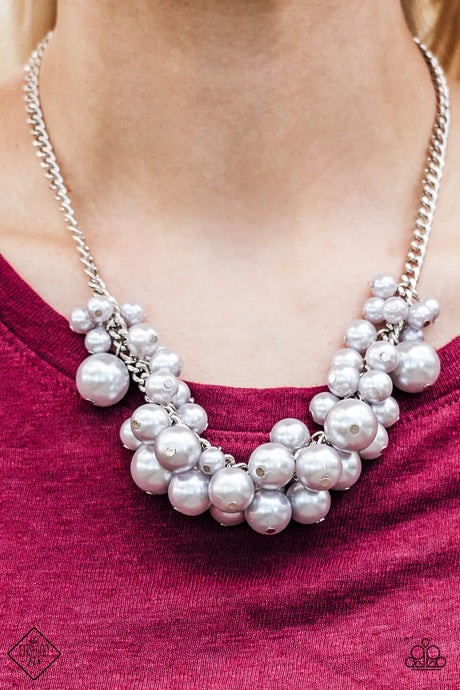 Paparazzi ~ Glam Queen ~ Silver Pearl Necklace Set (Fashion Fix Exclusive)