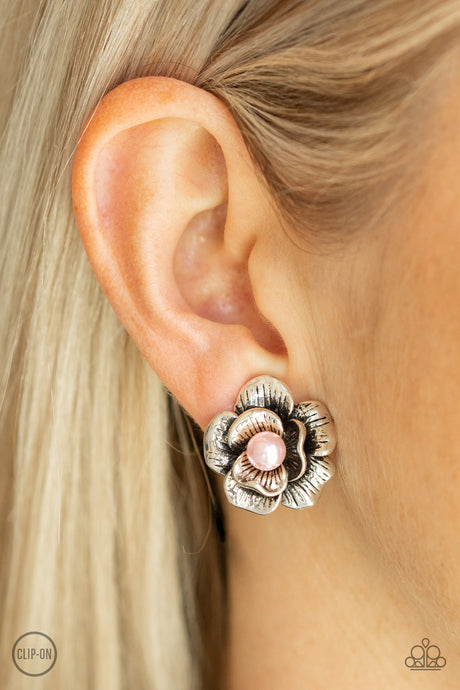 Paparazzi ~ Glowing Garden Spree ~ Pink Clip=On Earrings