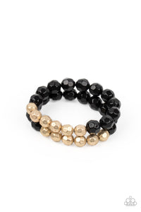 Paparazzi ~ Greco Getaway ~ Black and Gold Necklace and Bracelet Set