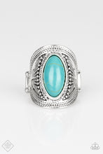Load image into Gallery viewer, Paparazzi ~ Ground RULER ~ Blue Turquoise Ring with Stretchy Band (Fashion Fix Exclusive)