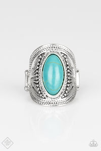 Paparazzi ~ Ground RULER ~ Blue Turquoise Ring with Stretchy Band (Fashion Fix Exclusive)
