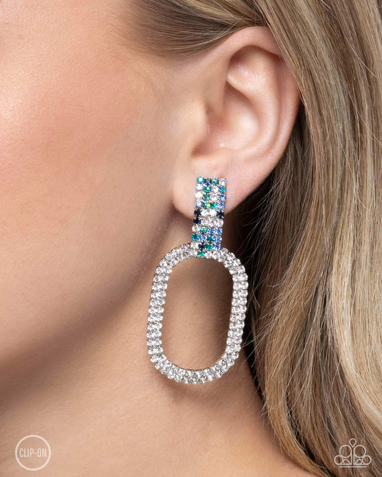 Paparazzi  ~ Guarded Glitz ~ Blue Clip-On Earrings