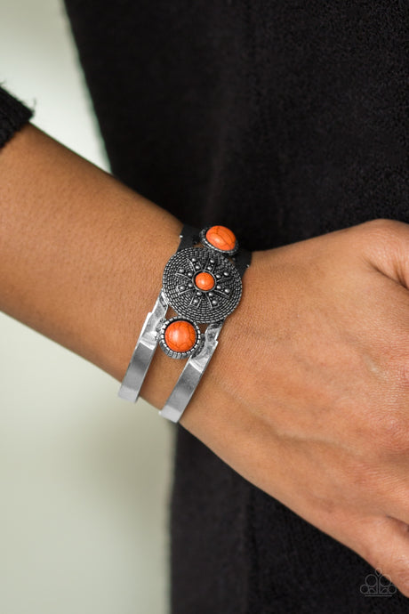 Paparazzi ~ Here Comes The SUNDIAL ~ Orange Cuff Bracelet