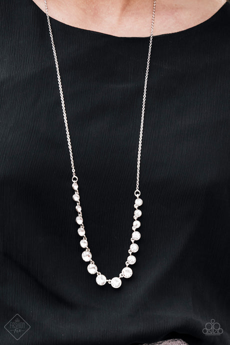Paparazzi ~ Here We GLOW! ~ White Rhinestone Necklace Set (Fashion Fix Exclusive)